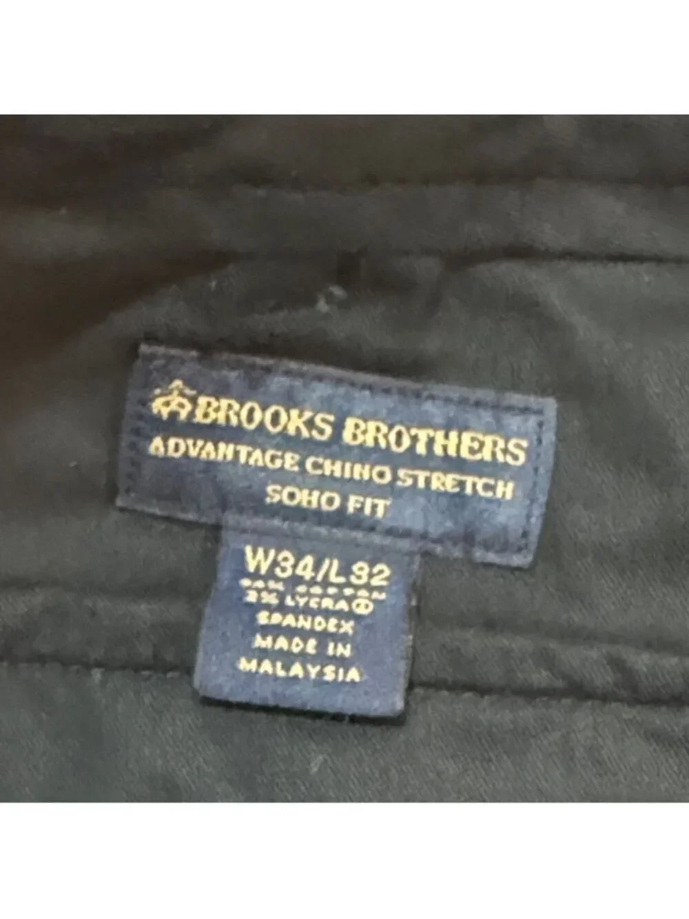 Brooks Brothers Chino Advantage Stretch Pants Dark Blue 34 32